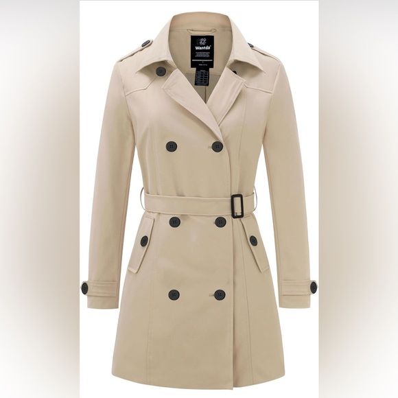 Jackets & Blazers - Women's Tan Trench Coat Waterproof Classic Lapel Outerwear with belt